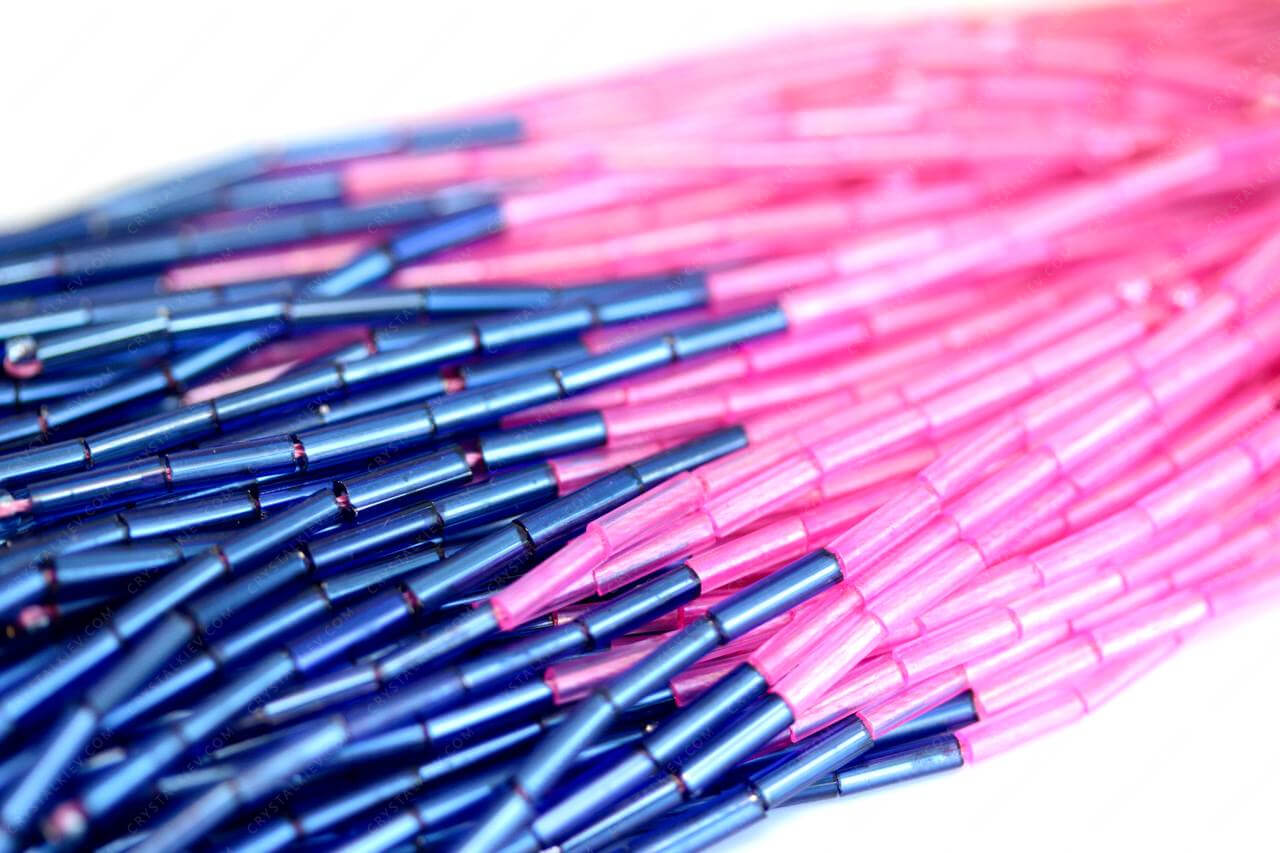 Пучки стеклярусу Sapphire+Fuchsia 6mm прямий
